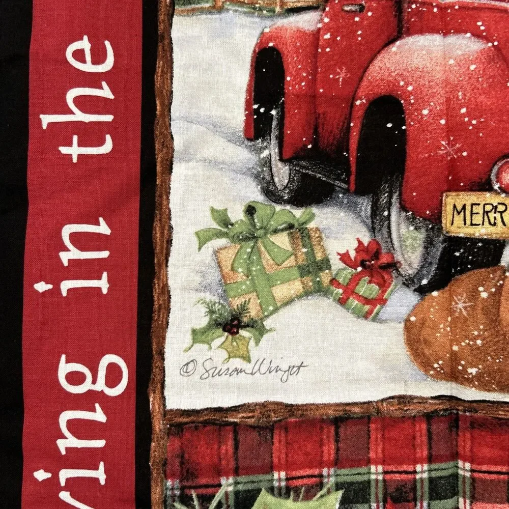 Susan Winget Cotton Quilting Fabric Panel Red Truck Holiday Christmas 35